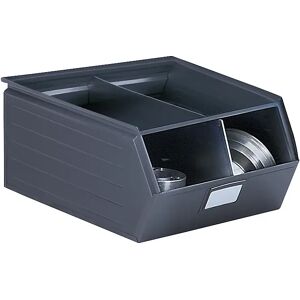 kaiserkraft Caja visualizable de chapa de acero, L x A x H 700 x 450 x 300 mm, con barra portante, gris basalto, a partir de 10 unid.