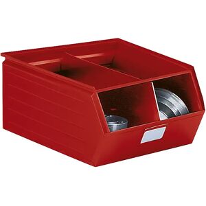 kaiserkraft Caja visualizable de chapa de acero, L x A x H 700 x 450 x 300 mm, con barra portante, rojo vivo, a partir de 10 unid.