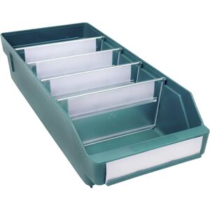 STEMO Caja para estanterías de polipropileno a prueba de golpes, verde, L x A x H 400 x 180 x 95 mm, UE 20 unidades