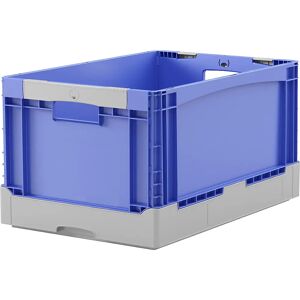 BITO Caja plegable EQ, con ranuras a modo de asas y fondo liso, L x A x H 600 x 400 x 320 mm, azul