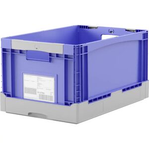 BITO Caja plegable EQ, con ranuras a modo de asas y fondo acanalado, L x A x H 600 x 400 x 320 mm, azul