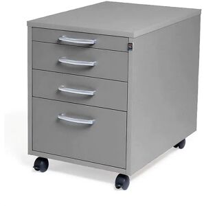 kaiserkraft Buck rodante Miami, 4 cajones, H x A x P 550 x 420 x 600 mm, gris luminoso