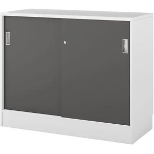 kaiserkraft Armario Chicago con puertas correderas, H x A x P 948 x 1215 x 400 mm, blanco cepillado / gris oscuro