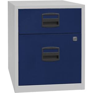 BISLEY Armario auxiliar móvil PFA, 1 cajón, 1 archivador colgante, gris luminoso / azul oxford