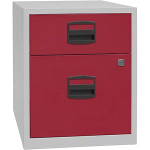 BISLEY Armario auxiliar móvil PFA, 1 cajón, 1 archivador colgante, gris luminoso / rojo cardenal