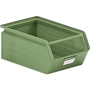 kaiserkraft Caja visualizable de chapa de acero, L x A x H 350 x 210 x 145 mm, con barra portante, verde reseda, a partir de 10 unid.