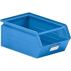 kaiserkraft Caja visualizable de chapa de acero, L x A x H 350 x 210 x 145 mm, con barra portante, azul luminoso