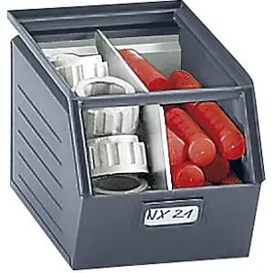 kaiserkraft Caja visualizable de chapa de acero, L x A x H 363 x 210 x 200 mm, con barra portante, gris basalto