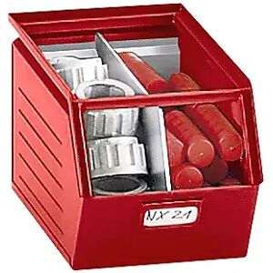 kaiserkraft Caja visualizable de chapa de acero, L x A x H 363 x 210 x 200 mm, con barra portante, rojo vivo