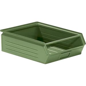 kaiserkraft Caja visualizable de chapa de acero, L x A x H 504 x 310 x 145 mm, con barra portante, verde reseda, a partir de 10 unid.