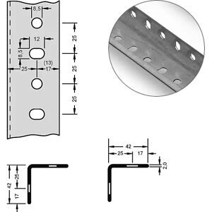 hofe Perfil angular de acero para sistema modular, 42 x 42 x 2 mm, longitud 2 m, galvanizado, UE 10 unidades