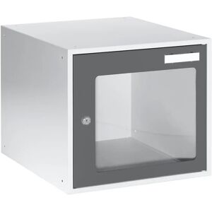 eurokraft basic Casillero bajo llave con ventanilla, H x A x P 350 x 400 x 450 mm, marcos de las puertas gris basalto RAL 7012