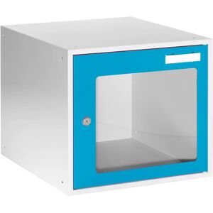 eurokraft basic Casillero bajo llave con ventanilla, H x A x P 350 x 400 x 450 mm, marcos de las puertas azul luminoso RAL 5012