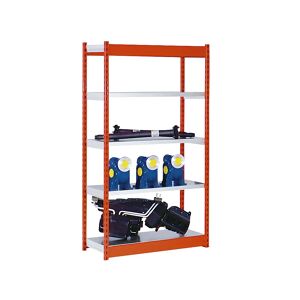 hofe Estantería ensamblable estable, por un lado, altura de estantería 2000 mm, naranja/galvanizada, anchura de balda 1025 mm, estantería básica, anchura x profundidad 1025 x 400 mm