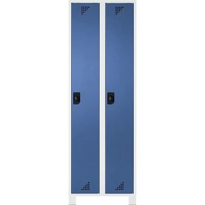 eurokraft pro Armario multiusos y armario guardarropa, altura de compartimento 1695 mm, 2 compartimentos, anchura 600 mm, cuerpo en gris luminoso, puertas azul brillante