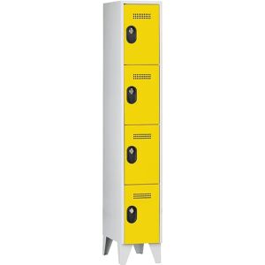 Wolf Armario de compartimentos bajo llave, altura de compartimento 450 mm, HxAxP 1850 x 300 x 500 mm, anchura del compartimento 300 mm, color de cuerpo / puerta gris luminoso / amarillo de zinc