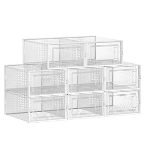 SONGMICS Cajas de Zapatos Plástico, Juego de 8 Organizadores de  Almacenamiento, Caja Zapatero Plástico Plegable y Apilable para Zapatillas  hasta talla 46, Transparente y Blanco