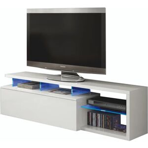 Mueble TV moderno 260x43 cm pared salón blanco brillo More