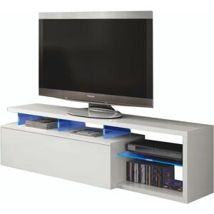 Fergus mueble de TV pared salón moderno 220 x 43 cm blanco brillante