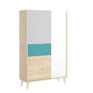 Aparador mueble auxiliar Shaw blanco y roble 119,3x188,6x40 cm