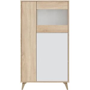 Aparador mueble auxiliar Shaw blanco y roble 119,3x188,6x40 cm