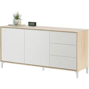 Aparador mueble auxiliar Shaw blanco y roble 119,3x188,6x40 cm