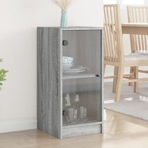 vidaXL Armario Auxiliar Puertas De Vidrio Gris Sonoma 35x37x75.5 Cm