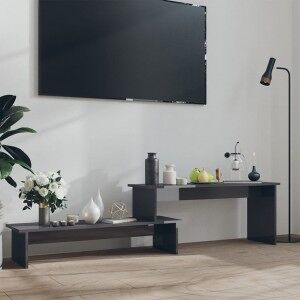 vidaXL Mueble Para Tv Madera Contrachapada Gris Brillante 180x30x43 Cm