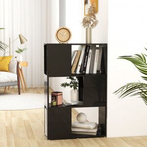 vidaXL Librería Separador Madera Contrachapada Negro Brillo 60x24x94cm