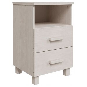 vidaXL Mesita De Noche Hamar Madera Maciza De Pino Blanca 40x35x62 Cm