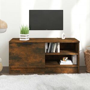 vidaXL Mueble Para Tv Madera Contrachapada Roble Ahumado 80x35x36.5 Cm