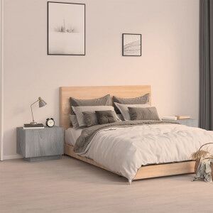 vidaXL Mesita De Noche Madera Contrachapada Gris Sonoma 100x35x40 Cm