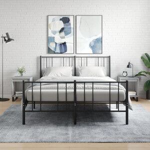 vidaXL Mesita De Noche 2 Uds Madera Ingeniería Gris Sonoma 40x35x50 Cm