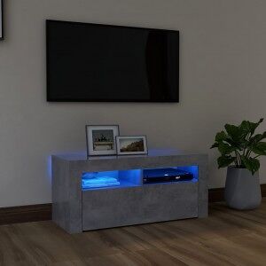 vidaXL Mueble De Tv Con Luces Led Gris Hormigón 90x35x40 Cm