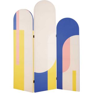 Maisons du Monde Biombo plegable azul, amarillo y rosa