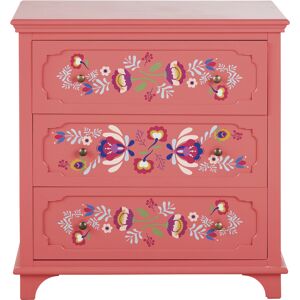 Maisons du Monde Cómoda con 3 cajones rosa con detalles decorativos multicolor