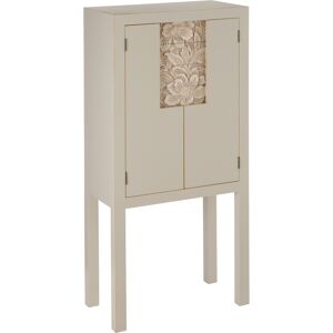 LolaHome Armario de madera DM con flores talladas beige