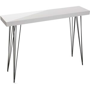 Versa Home Consola de entrada en aglomerado efecto madera y metal blanco