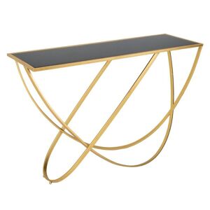 Wanderlust deco Consola de metal dorado con espejo negro