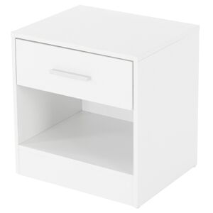 ML-Design Mesita de noche blanca, 36x29x38 cm, cajón