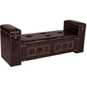 Wanderlust deco Banqueta de polipiel con cajones Negro 130x40x52h cm