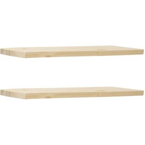 Decowood Pack 2 estanterías de madera maciza flotante natural 80x3,2cm