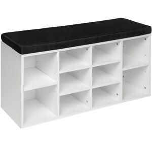 Tectake Zapatero con banco 1035x48x30cm madera mdf negro/blanco