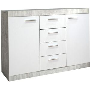 Home Heavenly Aparador 2 puertas 4 cajones 120 cm en blanco y gris