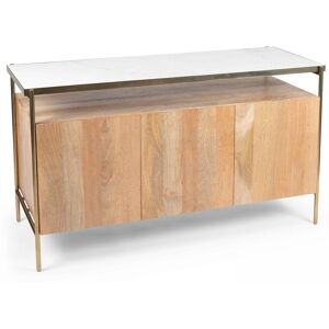 Oviala Buffet de 3 puertas de mártaupe y mango de 138 cm en color blanco