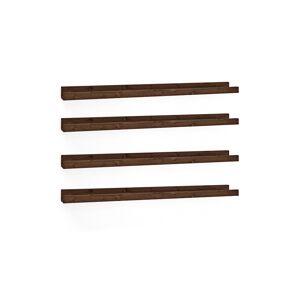 Decowood Pack 4 estantes de madera maciza flotante tono nogal 50x7cm