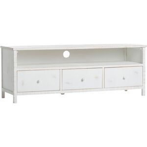 Klast Home Mueble tv de madera reciclada blanco 141 x 51 cm