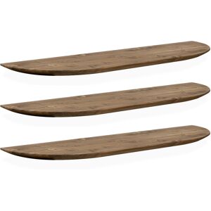 Decowood Pack 3 estanterías redondeadas de madera flotantes marrón 200x3,2cm