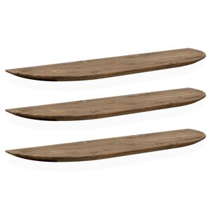 Decowood Pack 3 estanterías redondeadas de madera flotantes marrón 180x3,2cm