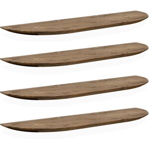 Decowood Pack 4 estanterías redondeadas de madera flotantes marrón 100x3,2cm